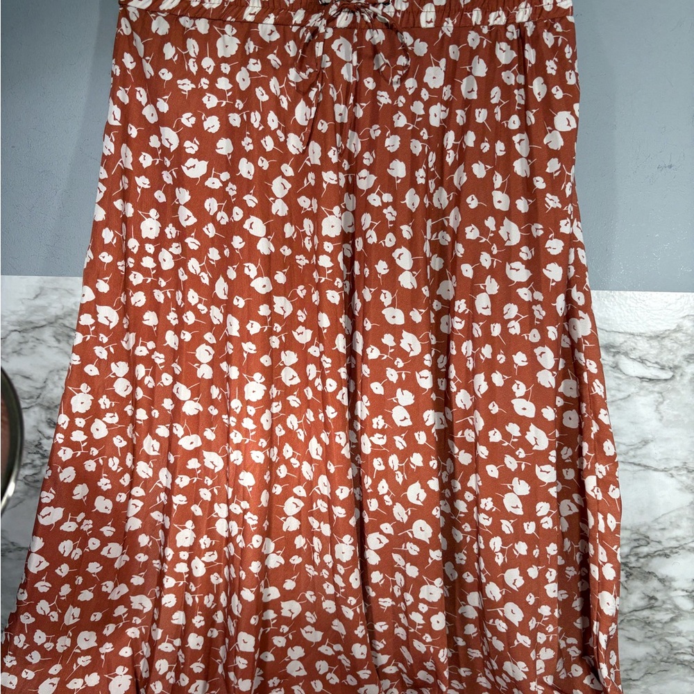 JODIFL Terracotta Floral A-Line Skirt